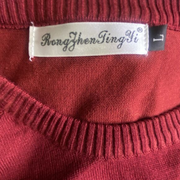 Reindeer Sweater Tunic Women Large Red Fair Isle Cozy Holiday - Picture 5 of 5